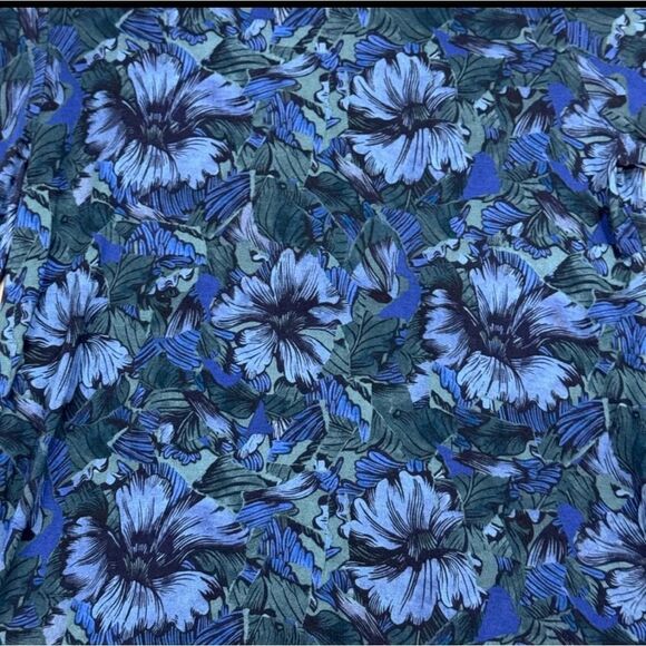 Brora Liberty print indigo bloom jersey mock turtle neck Made in England sz L/XL - Picture 3 of 8